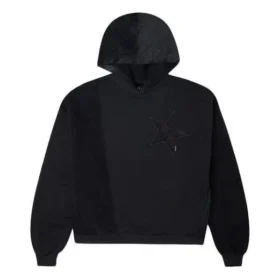 Cord-Splicing-Hoodie in Uni-Farbe, schwarz