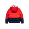 Daunenjacke mit Kapuze und Fleecefutter sowie Logo-Emblem, asiatische Größen „Rot Schwarz“