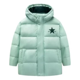 Daunenjacke mit Logo-Print, asiatische Größen „Grün-Schwarz“