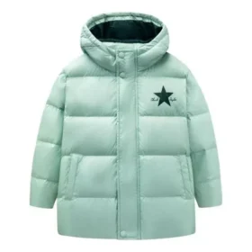 Daunenjacke mit Logo-Print, asiatische Größen „Grün-Schwarz“