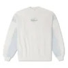 Denim-Patchwork-Crew-Sweatshirt, asiatische Größen, „Weiß“