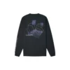 Distorted Court Langarm-T-Shirt (asiatische Größen) „Schwarz“