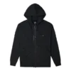 Einfarbige Kapuzenjacke mit Reißverschluss und langen Ärmeln im Paar-Design, schwarz