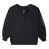 Einfarbiger, locker gestrickter Hoodie mit V-Ausschnitt, schwarz