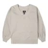 Einfarbiger, locker gestrickter V-Ausschnitt-Hoodie in Beige