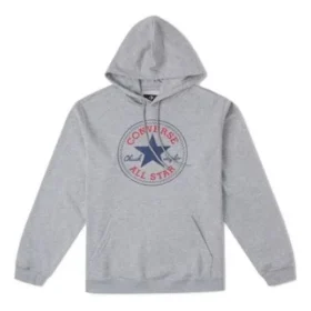 Go-To All Star Patch Standard-Fit Fleece-Pullover mit Kapuze, asiatische Größen „Grau“ Go-To All Star Patch Standard-Fit Fleece-Pullover mit Kapuze, asiatische Größen „Grau“