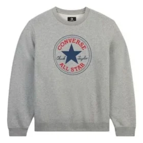 Go-To Chuck Taylor All Star Patch Standard-Fit Fleece-Crew-Sweatshirt (asiatische Größen) „Vintage Grey Heather“ Go-To Chuck Taylor All Star Patch Standard-Fit Fleece-Crew-Sweatshirt (asiatische Größen) „Vintage Grey Heather“