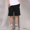 Go-To Fleece-Shorts mit Stern-Chevron-Stickerei, Standard-Passform, asiatische Größen „Schwarz“