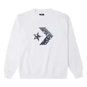Herren Converse Cashew Logo Strick-Sportpullover mit Rundhalsausschnitt Weiß Herren Converse Cashew Logo Strick-Sportpullover mit Rundhalsausschnitt Weiß