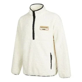Herren Converse Logo Half Zipper Lammwolle Stehkragen-Jacke Cremeweiß Herren Converse Logo Half Zipper Lammwolle Stehkragen-Jacke Cremeweiß