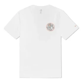 Herren Converse x Keith Haring Crossover besticktes Logo Alphabet-Print Rundhalsausschnitt locker weiß Herren Converse x Keith Haring Crossover besticktes Logo Alphabet-Print Rundhalsausschnitt locker weiß