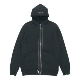 Herren-Kapuzenjacke mit durchgehendem Reißverschluss, schwarz