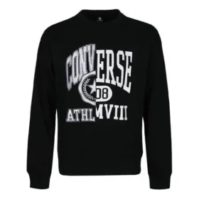 Herren-Pullover von Converse mit Alphabet-Logo-Print, Rundhalsausschnitt, schwarz Herren-Pullover von Converse mit Alphabet-Logo-Print, Rundhalsausschnitt, schwarz