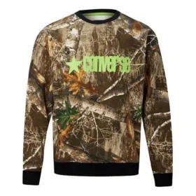 Herren-Pullover von Converse mit Retro-Muster und Logo-Print, Rundhalsausschnitt, Camouflage Herren-Pullover von Converse mit Retro-Muster und Logo-Print, Rundhalsausschnitt, Camouflage