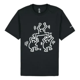 Herren-T-Shirt Converse x Keith Haring Crossover Cartoon-Muster Rundhalsausschnitt Kurzarm Schwarz Herren-T-Shirt Converse x Keith Haring Crossover Cartoon-Muster Rundhalsausschnitt Kurzarm Schwarz