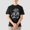 Herren-T-Shirt Converse x Keith Haring Crossover Cartoon-Muster Rundhalsausschnitt Kurzarm Schwarz