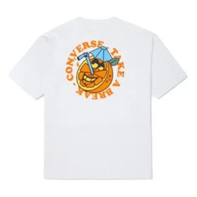 Herren-T-Shirt von Converse mit Cartoon-Print, locker sitzend, Rundhalsausschnitt, kurze Ärmel, weiß Herren-T-Shirt von Converse mit Cartoon-Print, locker sitzend, Rundhalsausschnitt, kurze Ärmel, weiß