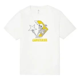 Herren-T-Shirt von Converse mit Skelett-Print, Rundhalsausschnitt, kurze Ärmel, weiß Herren-T-Shirt von Converse mit Skelett-Print, Rundhalsausschnitt, kurze Ärmel, weiß