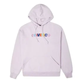 Hoodie aus Strick mit kontrastfarbener Alphabet-Stickerei, lila
