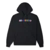 Hoodie aus Strick mit kontrastfarbener Alphabet-Stickerei, schwarz