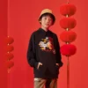 Hoodie mit Cartoon-Buchstaben-Print, asiatische Größen, „Schwarz Weiß Rot“