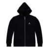 Hoodie mit durchgehendem Reißverschluss und gesticktem Stern-Chevron-Muster, asiatische Größen, „Schwarz“