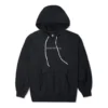 Hoodie mit Logo-Stickerei, locker gestrickt, schwarz