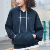 Hoodie mit Logo-Stickerei, locker gestrickt, schwarz
