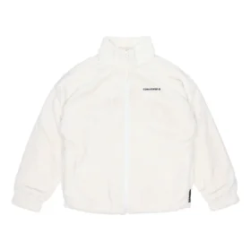 Jacke mit lockerem Stehkragen und „Stay Warm“-Logo, asiatische Größen, „Weiß“ Jacke mit lockerem Stehkragen und „Stay Warm“-Logo, asiatische Größen, „Weiß“