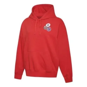 Kapuzenpullover mit Logo-Aufdruck und Kordelzug, rot