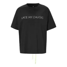 Kurzarm-Shirt mit Spitzenverzierung auf der Rückseite, schwarz