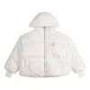 Kurze Daunen-Puffer-Jacke mit Kapuze, asiatische Größen, „Weiß“