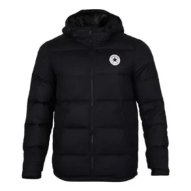 Kurze, warme Daunen-Sportjacke mit Kapuze, asiatische Größen, „Schwarz“