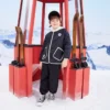 Kurzjacke aus Baumwolle mit abnehmbarer Kapuze und Farbblock-Design, asiatische Größen, „Schwarz-Weiß“