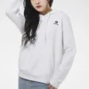 Langarm-Kapuzenpullover mit kleinem Logo, weiß