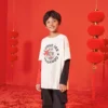 Langarm-T-Shirt mit aufgedrucktem Logo zum Jahr des Hasen, asiatische Größen „Weiß Schwarz Rot“