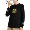 Langarm-T-Shirt mit Kaktus-Grafik, asiatische Größen, „Schwarz“