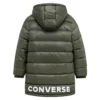 Lange Daunenjacke in asiatischen Größen „Olive Green“