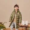 Lange Daunenjacke in asiatischen Größen „Olive Green“