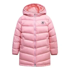 Lange Daunenjacke in asiatischen Größen „Pink Black“