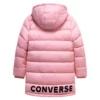 Lange Daunenjacke in asiatischen Größen „Pink Black“