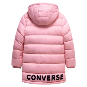 Lange Daunenjacke in asiatischen Größen „Pink Black“