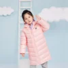 Lange Daunenjacke in asiatischen Größen „Pink Black“