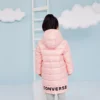 Lange Daunenjacke in asiatischen Größen „Pink Black“