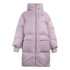 Langer Daunenmantel mit Kapuze, asiatische Größen „Pale Pink“