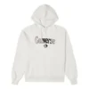 Locker sitzender Fleece-Hoodie mit gesticktem Logo, Weiß