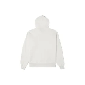 Locker sitzender Fleece-Hoodie mit gesticktem Logo, Weiß