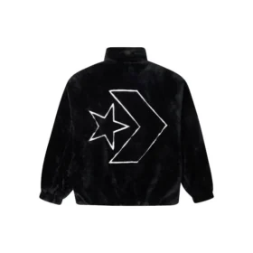 Lockere Stehkragen-Jacke mit Logo, Paar-Style, Schwarz