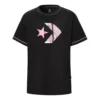 Lockeres T-Shirt mit Rundhalsausschnitt, kurzärmelig, schwarz