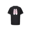 Lockeres T-Shirt mit Rundhalsausschnitt, kurzärmelig, schwarz